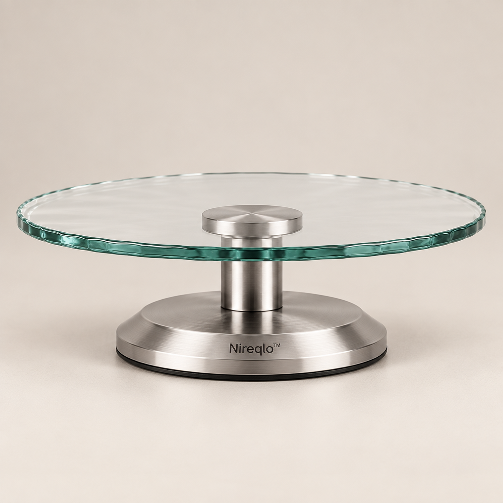Nireqlo™ Rotating Glass Cake Stand hero product image