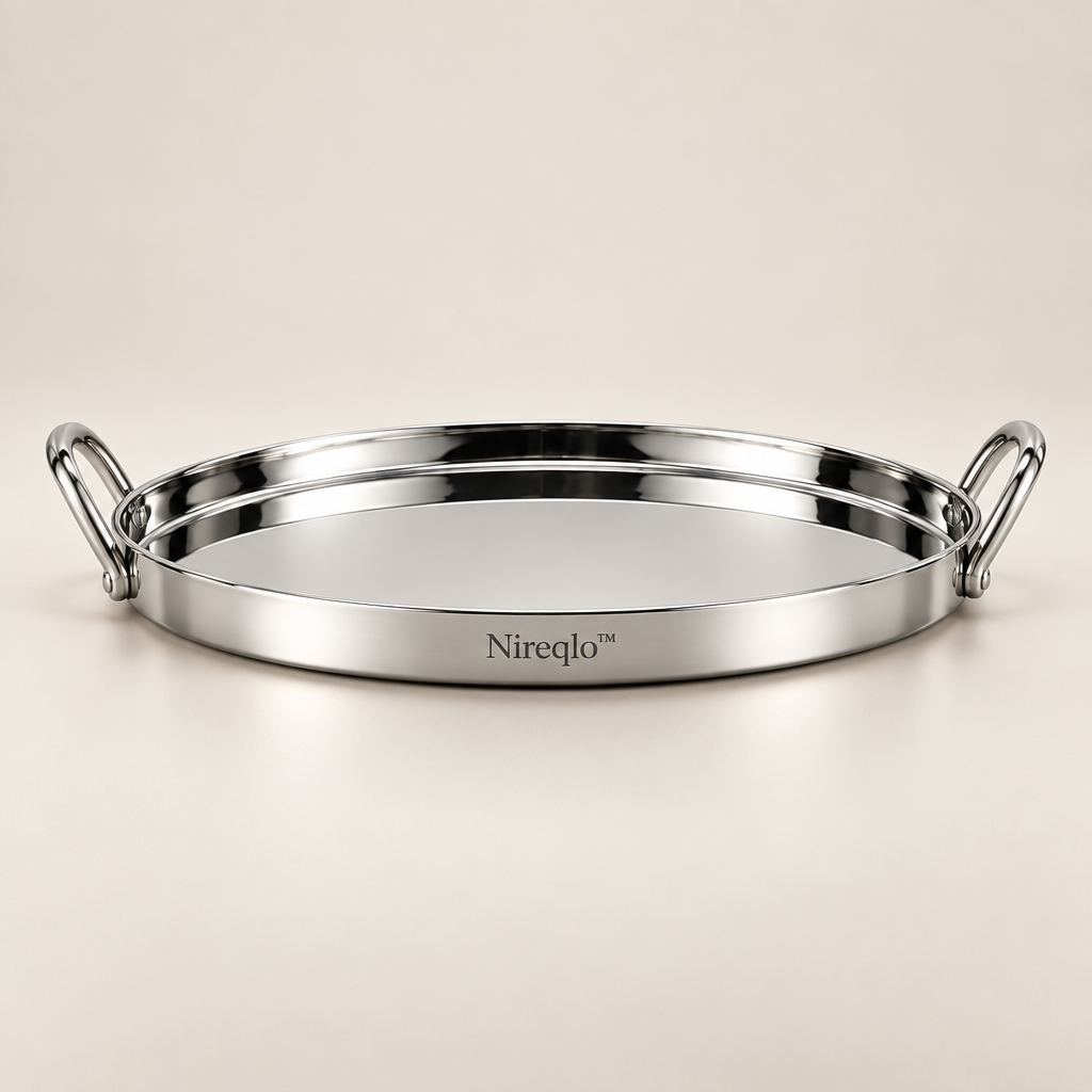 Nireqlo™ Metal Mirror-Finish Dessert Tray hero product image